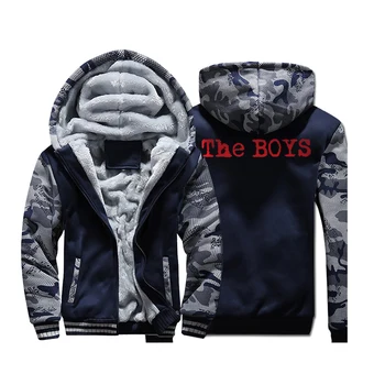 

The Boys Hoodies TV Show Mens 2019 Winter Warm Camo Jackets Fleece High Quality Thick Camoflage Sweatshirts Plus Size Men's Coat