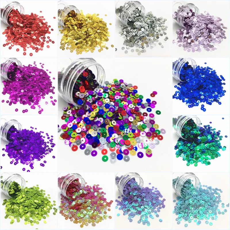 

10g Seuqin 3/4/5/6mm Flat Round PVC Loose Sequins Paillettes Wedding Craft DIY Housewear Furnishings Sewing Lentejuelas