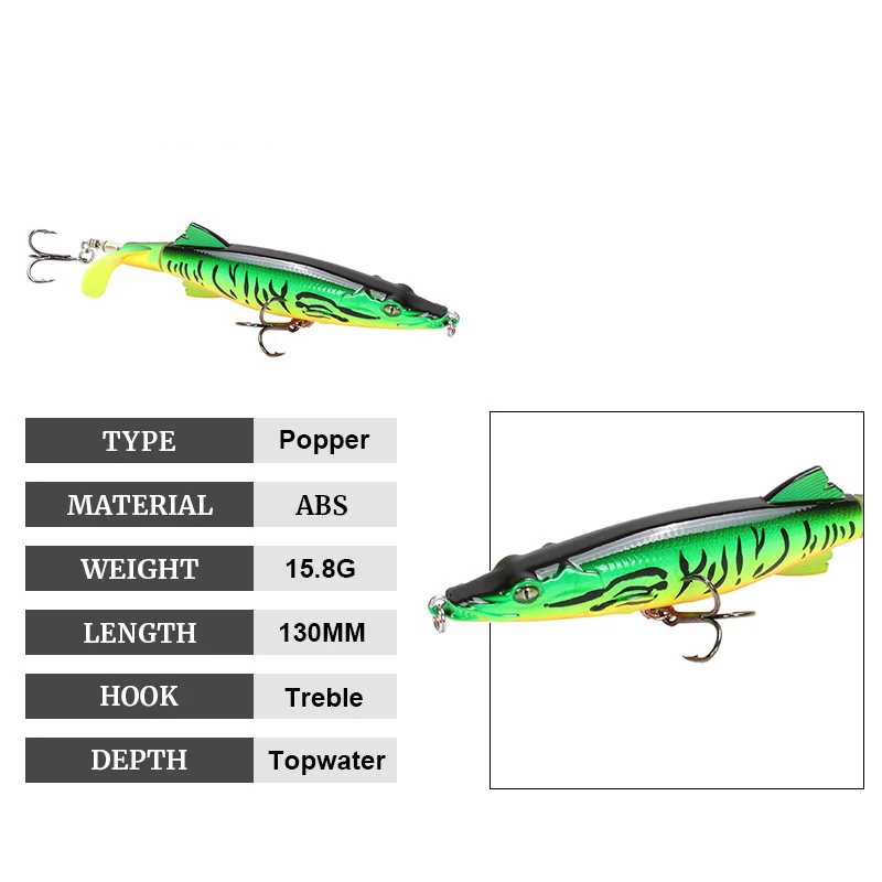 Whopper Plopper 13 см 15,8 г Поверхностная приманка наживка искусственная жесткая приманка-воблер карандаш мягкий вращающийся хвост рыболовное снаряжение