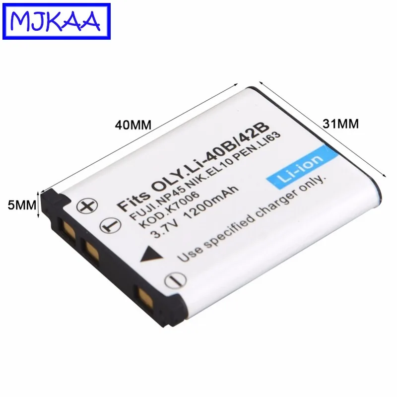 

2Pcs EN-EL10 3.7V 1.2Ah Li-40B Li-42B Li 40B 42B Li40B Rechargeable Camera Battery for Olympus Leise D-Li63 Fuji NP45 Nikon