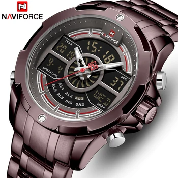 

NAVIFORCE Men Watch Top Brand Stainless Steel Mens Watches Analog Digital Quartz Wristwatch Men Sports Clock Relogio Masculino