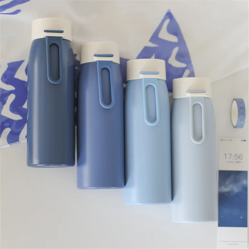 Bpa-free 300 мл 18/8 нержавеющая сталь открытый путешествия термос бутылка для воды Женская чашка для молока и чая портативная Силиконовая ручка вакуумная кружка