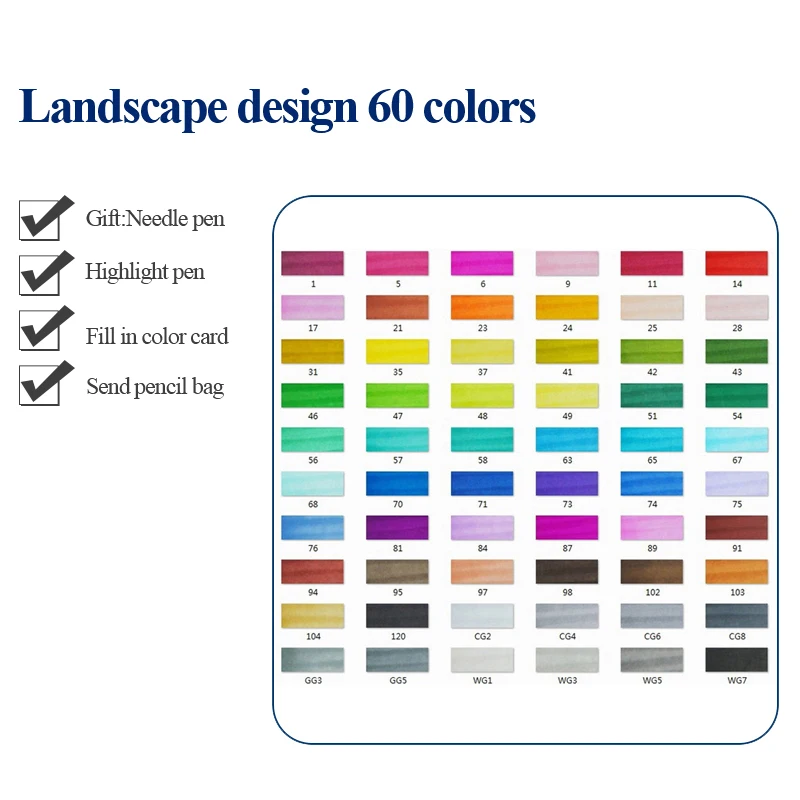 Landscape-60colors STA 3203 маркер для рисования набор двойной головой художественный эскиз жирной на спиртовой основе Маркеры Ручка 30/36/40/48/60/80/128/201 Цвета для анимации - Цвет: Landscape-60colors