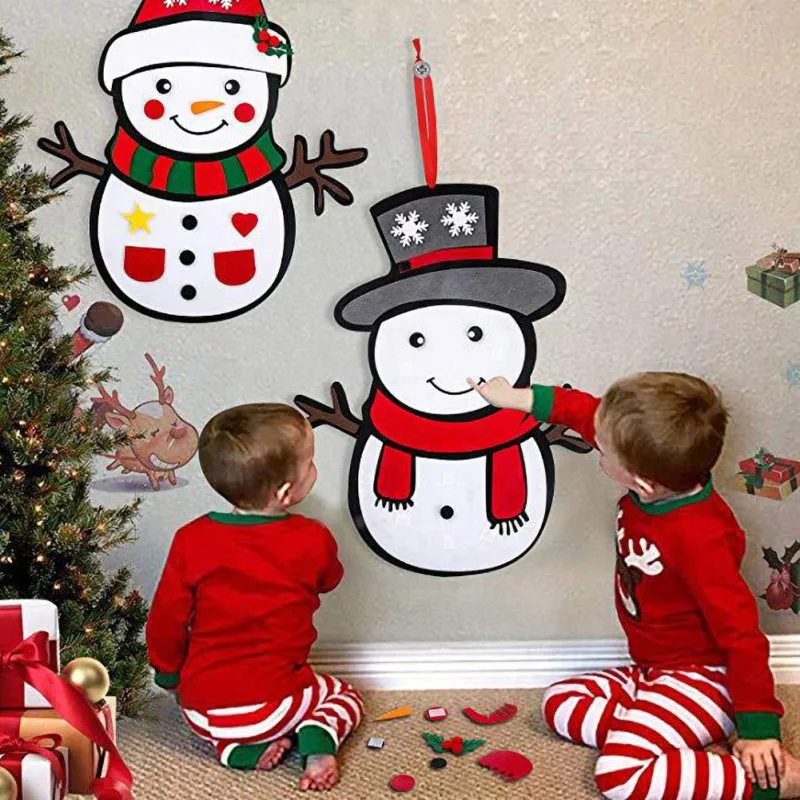 Fashion Creative Decoration Non-toxic Children Gift Mini Non-woven Diy Artificial Christmas Tree Snowman