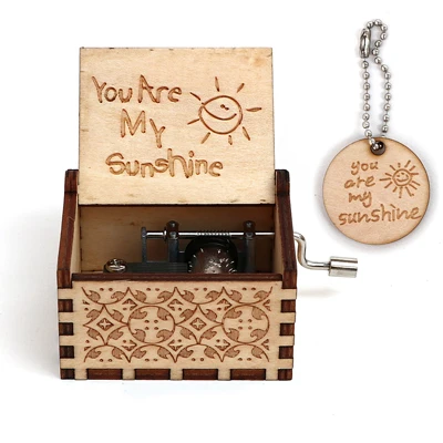 You are my sunshine Антикварная резная деревянная коробка, ручная выкручивающаяся музыкальная шкатулка, тема Caixa De Musica, подарок на день рождения, вечерние украшения - Цвет: You are my sunshine