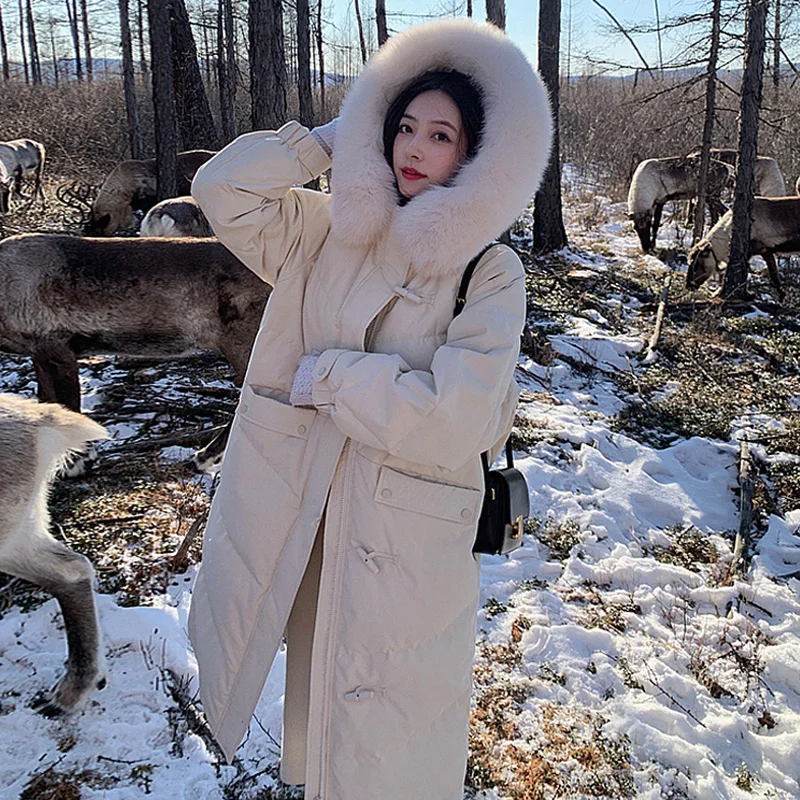 2021 new long winter jacket women's warmth and thick down down cotton big fur collar parka coat women Korean casual loose jacket
