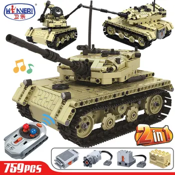 

ERBO 759PCS RC Tank Model Building Blocks Technic Military Remote Control Electric Tank Bricks Education Toys for Boys