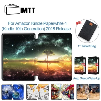 

MTT 2018 Case for Amazon Kindle Paperwhite 4 10th Generation funda PU Leather Folio Flip Stand Cover Smart coque +Tablet Bag