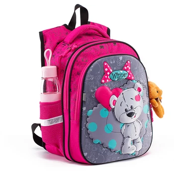 

New 3D Cartoon School Bag For Gilrs Boys Cat Bear Pattern Orthopedic Backpack Children School Bags Student Grade 1-4