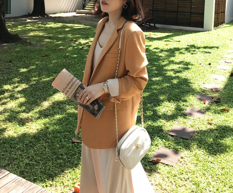 Heydress Осенняя Новая женская однотонная блейзер с карманами Офисная Женская верхняя одежда на пуговицах Женская куртка с воротником