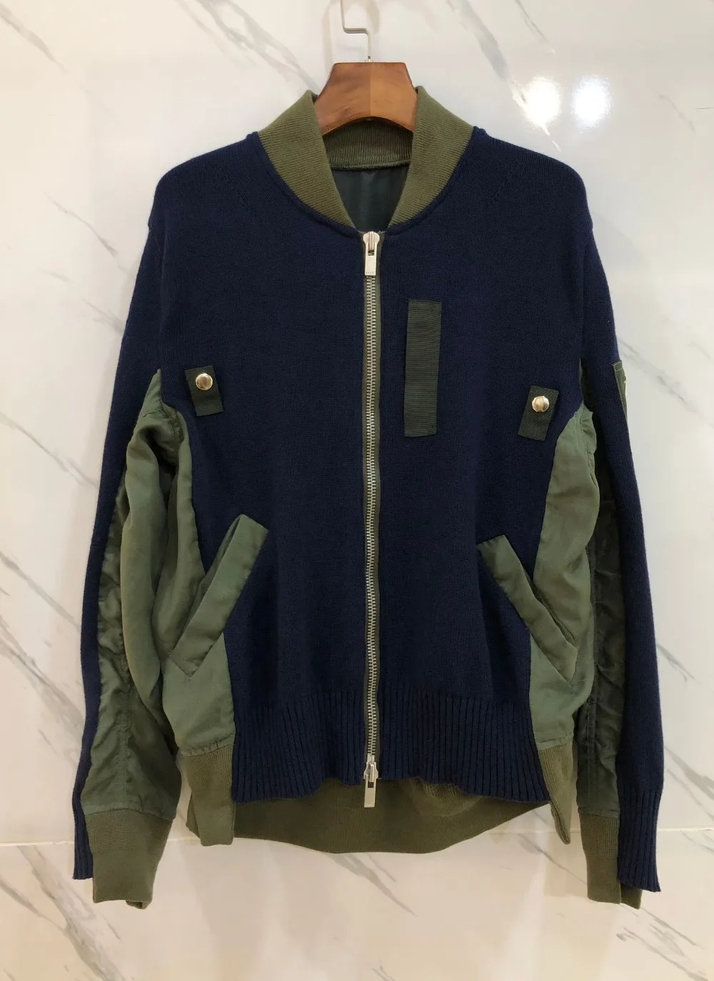 2019FW Новая женская Повседневная Шерстяная трикотажная Лоскутная куртка женская Свободная куртка Верхняя одежда куртка 2 цвета ddxgz2