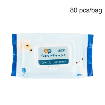 

80pcs/bag Cat Grooming Wet Wipes Home Dog Puppy Thickened Non Woven Fabrics Alcohol Free Pet Cleaning Travel Emergency Ear Pads