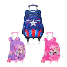 Детский тисненый мультяшный рюкзак на колесиках с милым персонажем, сумка для багажа, Многофункциональный чемодан для мальчиков и девочек, сумка на колесиках