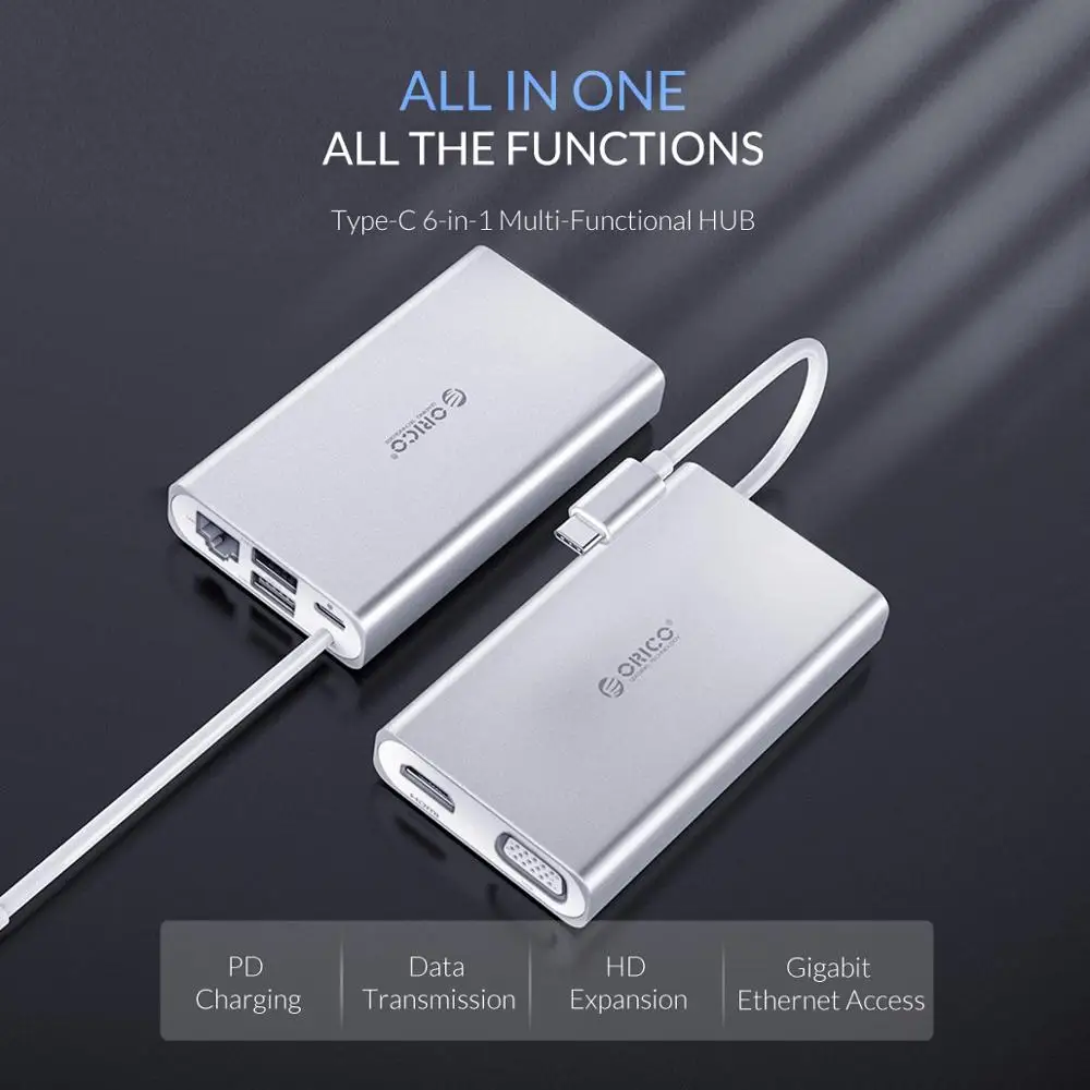  ORICO USB HUB Type C HUB To USB 3.0 Type-C HDMI PD Adapter For Macbox Docking Station 4K 5Gbps High