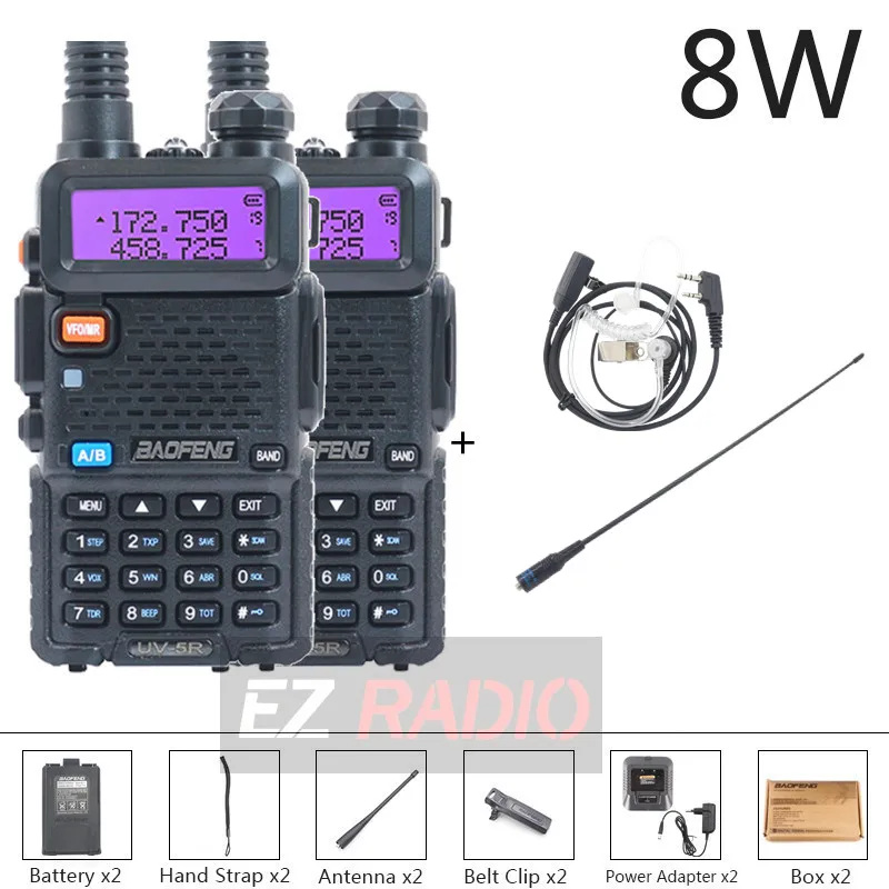 long range walkie talkies 50 miles Walkie Talkie Baofeng UV 5R Radio Station Two-way Ham Boafeng Radio 2PCS Powerful Dual VHF/UHF Walike Talkies for Hunting 10KM midland two way radios Walkie Talkie