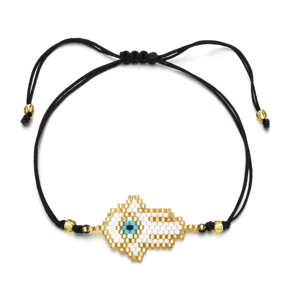 A3 Модные сглаза Diy браслет MIYUKI бисер браслет Pulseras Mujer женские ювелирные изделия хрустальные Браслеты Регулируемая цепочка - Окраска металла: A3