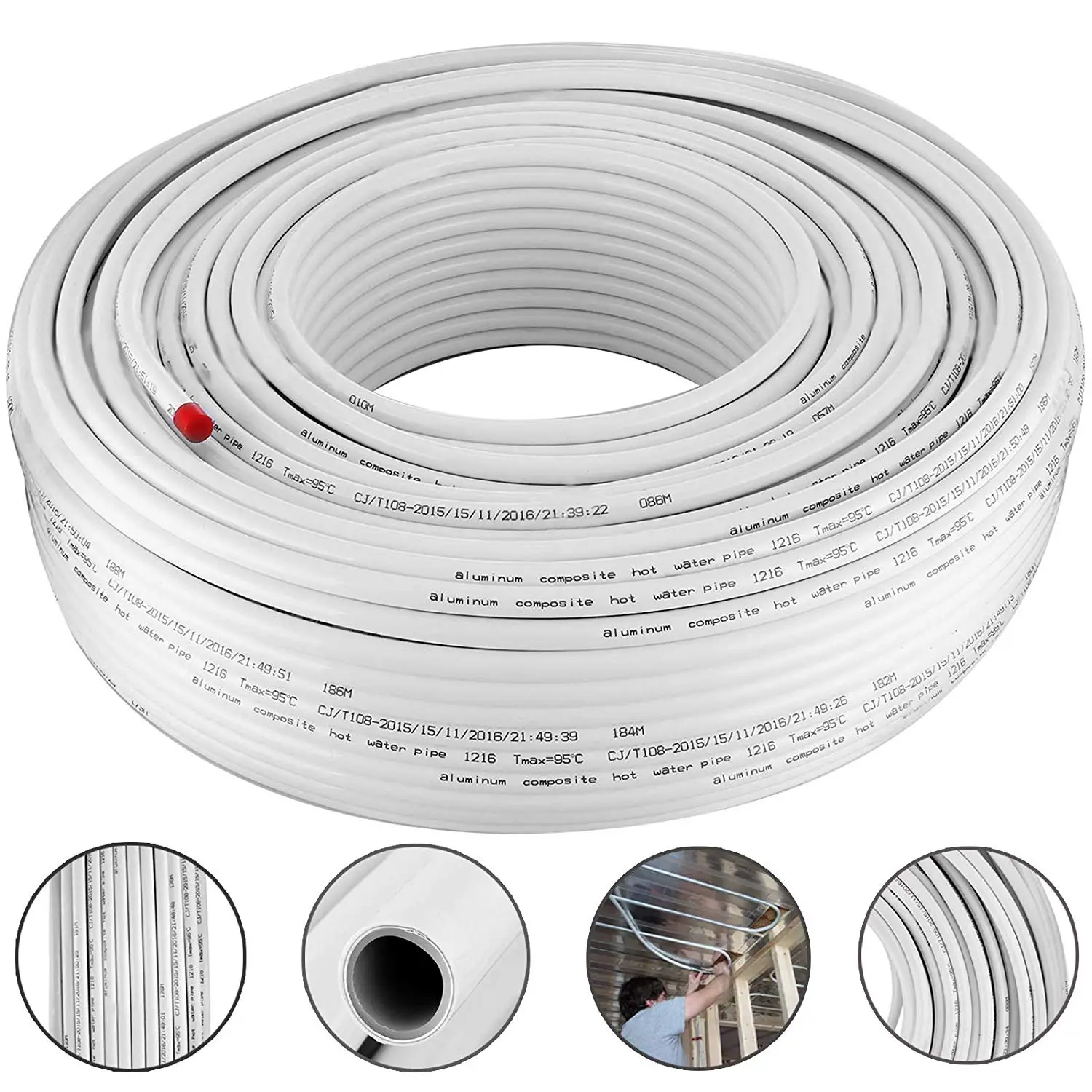 VEVOR 656Ft рулон 1/2 &quotPEX AL PEX насосно компрессорных труб 200 м кислородный барьер