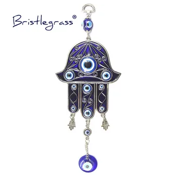 

BRISTLEGRASS Turkish Blue Evil Eye Hamsa Hand Amulets Lucky Charms Wall Hanging Pendants Blessing Pendulum Protection Gift Decor
