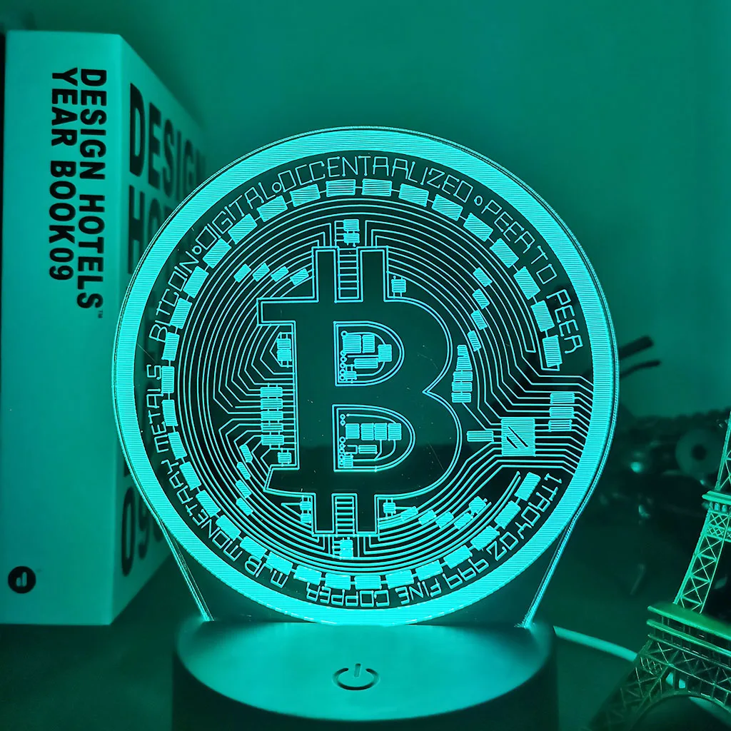 candle night Acrylic Led Night Light Bitcoin for Room Decorative Nightlight Touch Sensor 7 Color Changing Battery Powered Table Night Lamp 3d dinosaur night light