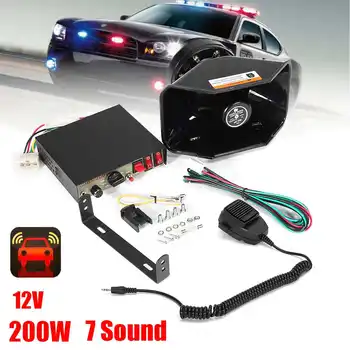 

NEW 12V 200W 7 Sound Tones Loud Car Warning Alarm Police Siren Horn Speaker with MIC System