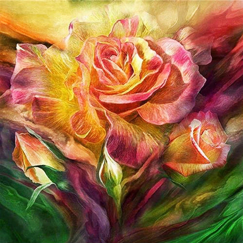 

DIY 5D Diamond Painting Flower Full Drill Round Diamond Embroidery Picture Rhinestone Diamond Mosaic Cartoon Home Decor