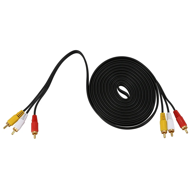 Abkt-тройной 3 RCA папа-папа Аудио Видео DVD кабель ТВ АВ 4,6 м длинный черный