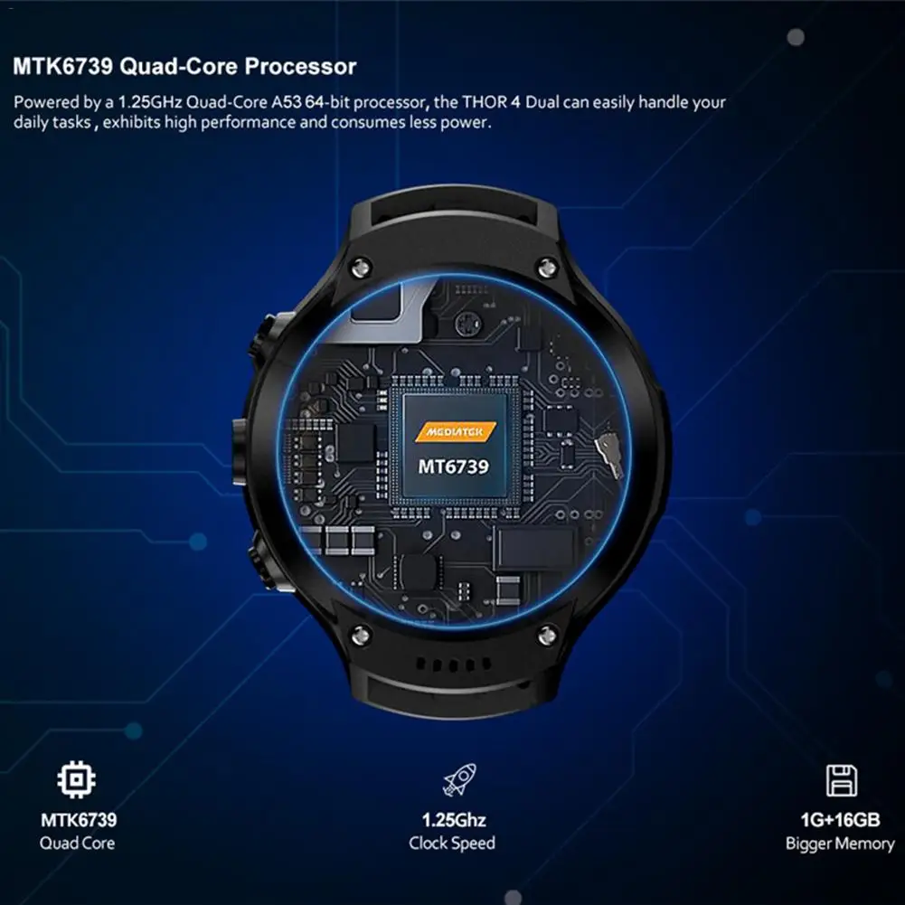 Zeblaze Thor 4 Dual Smart Watch 4G LTE Android quad core 1 Гб+ 16 Гб Двойная камера 1," AOMLED gps/GLONASS WiFi сердечный ритм SmartWatch