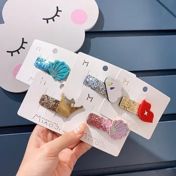 

Korean Lips Pu Leather Hairpin Bb Clip Girl Heart Lovely Crown Cloud Baby Cute Lovely Hair Accessories Tic Tac Hair Pins