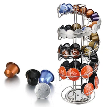 

Stainless Steel Revolving Coffee Capsule Pod Holder Rotating Stand Rack for Home Office Bar Cafe Decor
