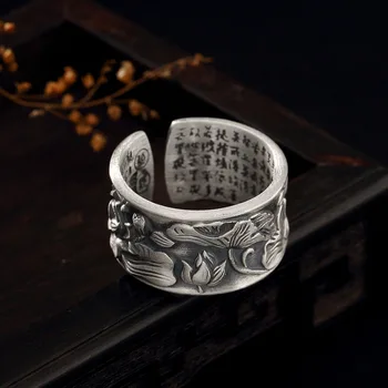 

Natural S999 sterling silver rings lotus rings 999 ring women men gold ring add certificate jade jewelry add certificate