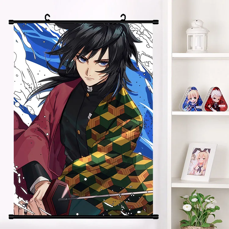Аниме демон убийца: Kimetsu no Yaiba Uzui Tengen Rengoku Shinjurou Obanai настенный свиток плакат Настенные подвесные плакаты домашний декор - Цвет: S
