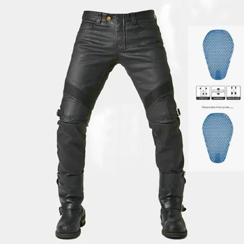 

High-quality motorcycle jeans men and women coated leather pants retro locomotive riding pants racing pants protective gear