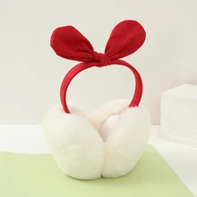 Новинка, модные женские меховые зимние ухо теплые наушники с заячьими ушками, мягкие плюшевые наушники, новейшие наушники