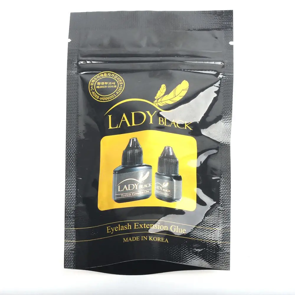 

5ml/bottle Black Eyelash Extension Glue Sky Lady Black Fast Drying Time 3-4S Low Irritation for Sensitive Skin Eyelash Adhesive