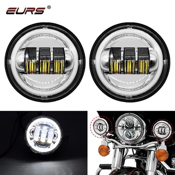 

EURS 1PCS 4.5“ Motorcycle Chrome Black Moto LED Auxiliary Spot Fog Passing Light 4.5Inch LED Fog Light Motorcycle Parts