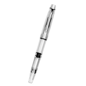 

Transparent Piston Fountain Pen Clear Ink EF F Nib Extra Fine Large Capacity for Office Writing DU55