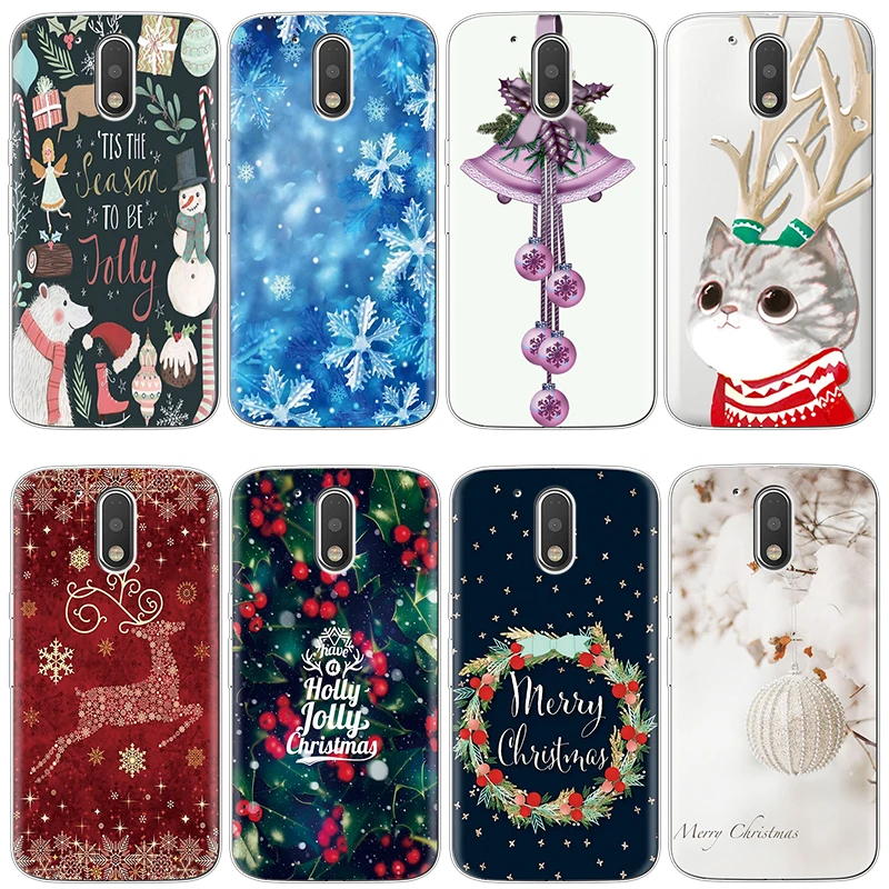 

Cat Christmas xmas gift Soft Cases for Coque Motorola Moto C E4 E5 G3 G4 G5 G5S G6 G7 Z Z2 Z3 Z4 Plus Play Power One Case Cover