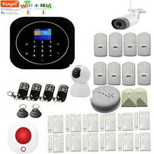 Умная Wifi GSM беспроводная домашняя система охранной сигнализации уличная ip-камера датчик дыма пожарной сигнализации управление через приложение Tuya Alexa GOOGLE Home