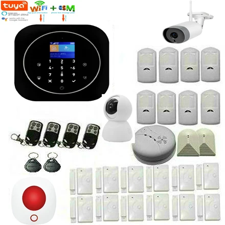 

Smart Wifi GSM Wireless Home Security Alarm System Outdoor IP Camera Smoke Fire Alarm Sensor Tuya APP Control Alexa GOOGLE Home