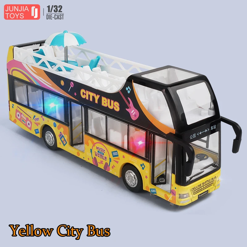 Travel Bus Vehicle Toy Alloy Sound Lights Double-decker