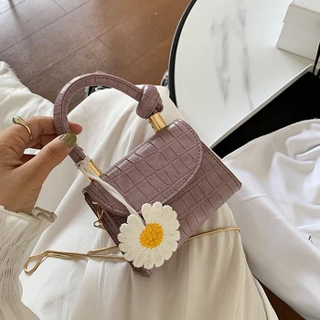 

2020 summer new women's bag, fashionable one shoulder messenger bag, hand-held crocodile small square bag