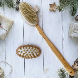 Large Washing Body Powder Scalp Exfoliator Back Exfoliating Exfoliate Scrubs Dry Brush Plastic Free Detachable bath brush DREWTI