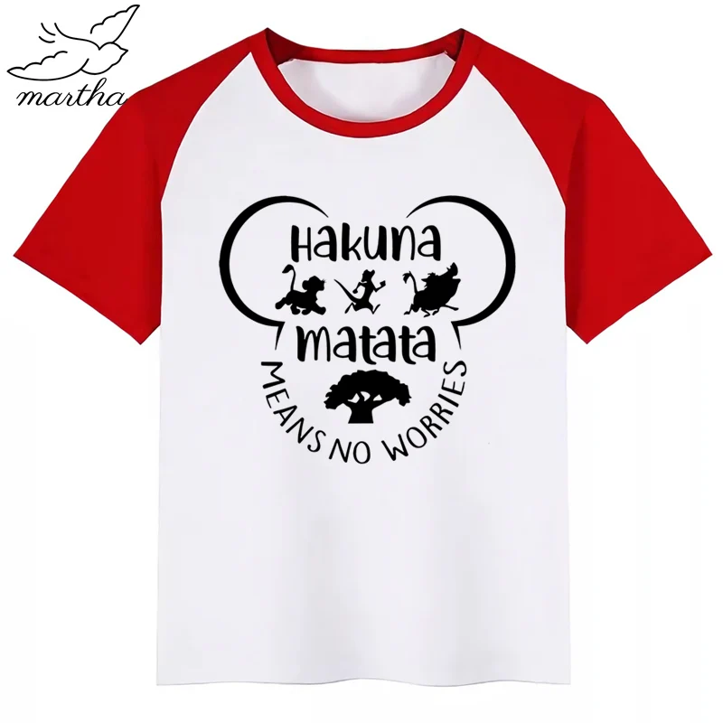 Детская футболка с изображением животных из мультфильма «Акуна MATATA»; детская забавная футболка с изображением короля льва; детские летние топы с короткими рукавами; одежда для малышей