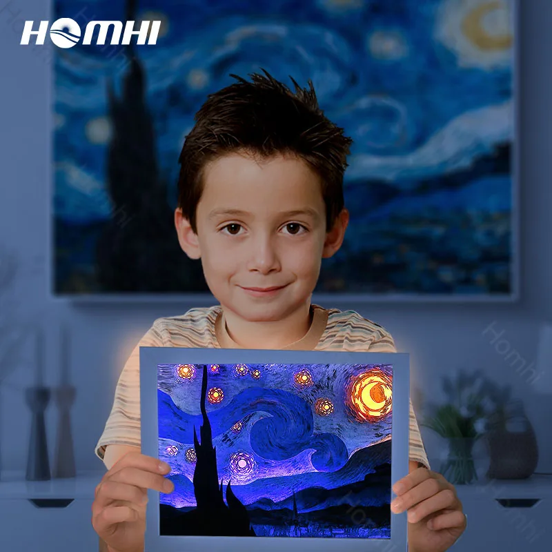Bezem Sluimeren straal Homhi Starry Night Bedside Lamp Led Lighting Van Gogh Veilleuse Enfant Deco  Bed Usb Star Nachtlamp Room Decoration HTL-013 - AliExpress