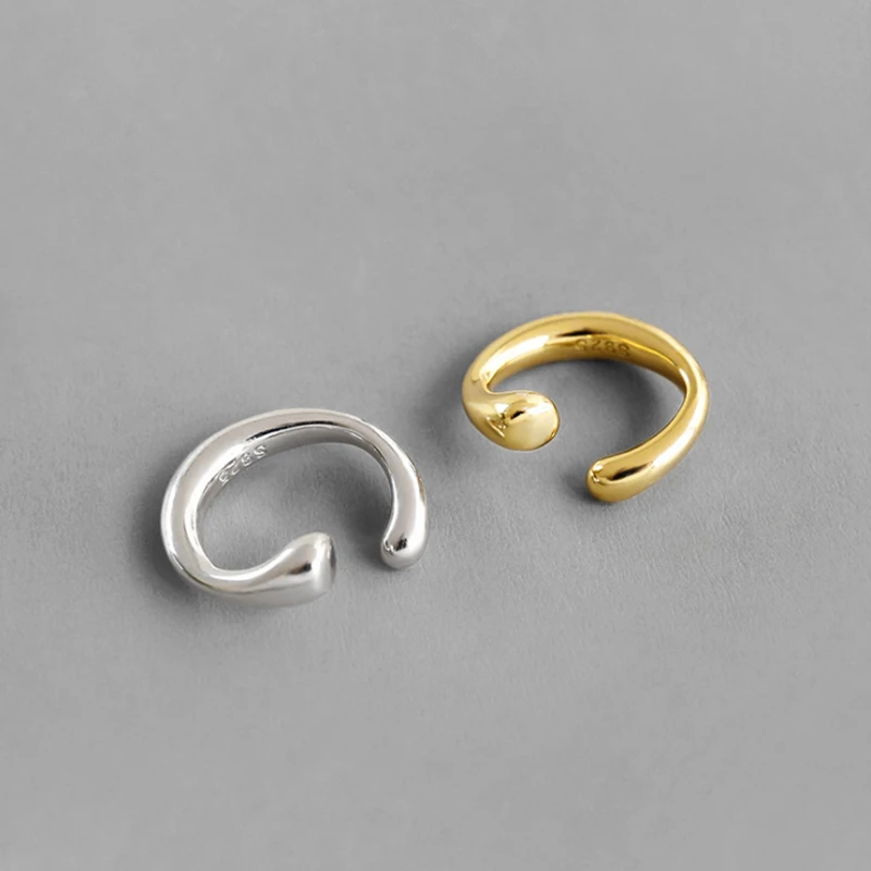 F.I.N.S Korean Style S 925 Sterling Silver Ear Clip INS Two-tones Minimalist Glossy Ear Buckle Cuff without Piercing ear clip earrings,clip earrings,ear clip
