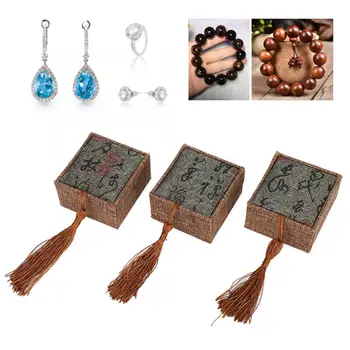 

Portable New Arrival Gift Jewelry Display Box Earrings Ring Necklace Storage Organizer Case Holder with Tassels Decor Gift Boxes