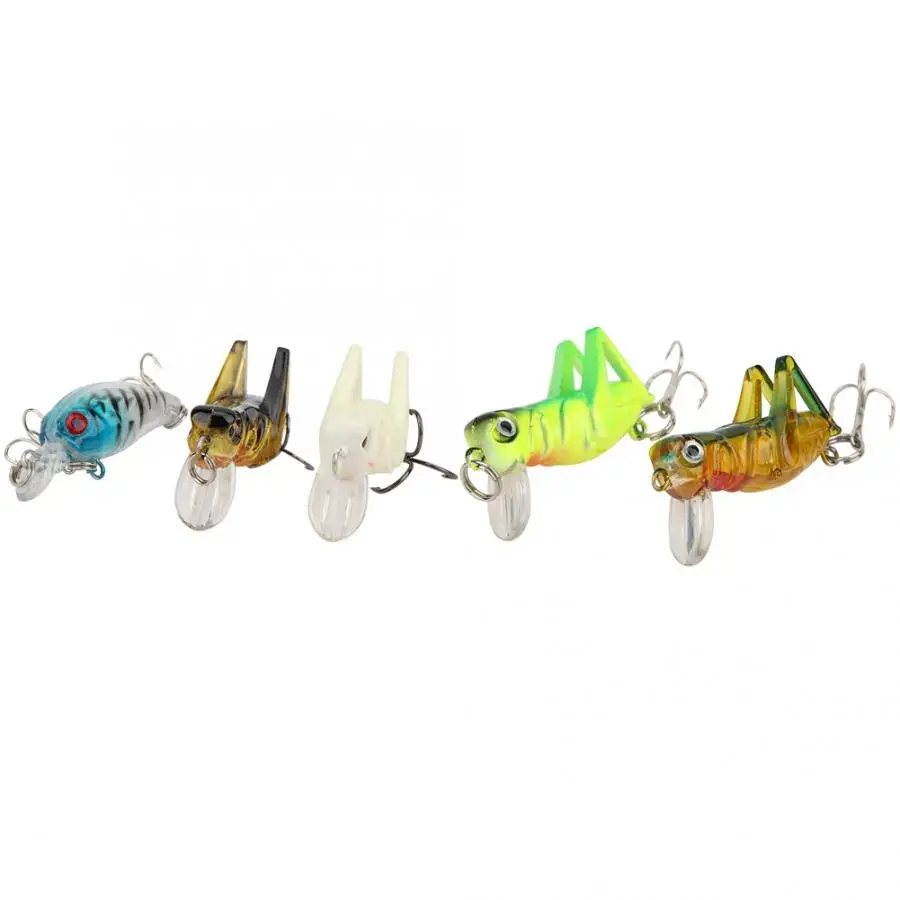 5Pc Fishing Lure Lifelike Grasshopper Hard Bait Fat Fish Set Fresh Water Jig Hook Artificial Baits Minnow Wobbler Crankbait | Спорт и