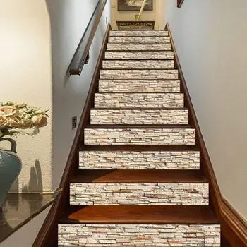 

13pcs/set 3D Retro Staircase Stair Riser Floor Sticker Self Adhesive DIY Stairway Waterproof PVC Wall Decal Home Decoration new