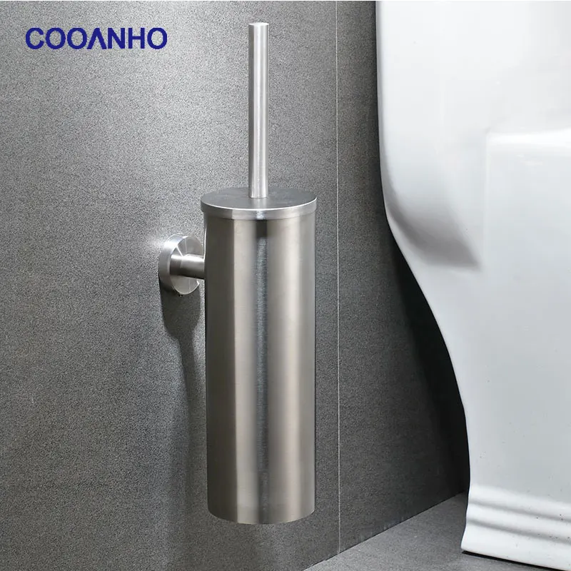 COOANHO Toilet Brush Holder Wall-Mounted SUS304 Stainless Steel Toilet cleaning kit Brush for Bathroom (Brushed) bathroom accessories toilet brush set toilet brush holder
