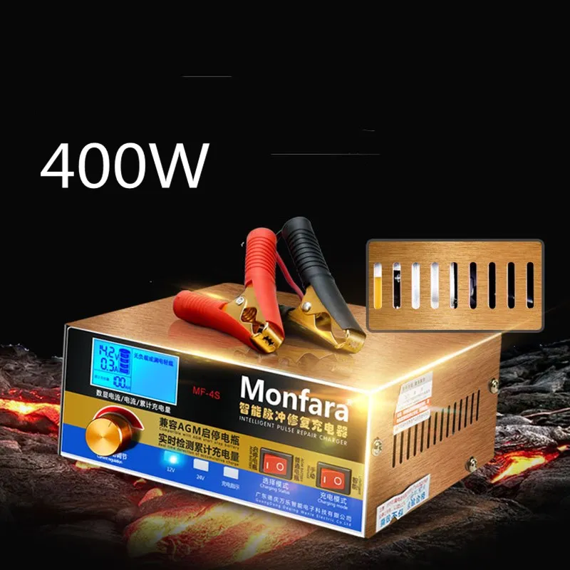 Günstige 2019 neue! AGM Start stop Auto Batterie Ladegerät, 400W Intelligente Puls Reparatur Batterie Ladegerät 12V 24VTruck Motorrad Ladegerät